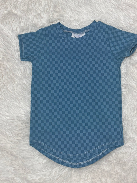 Blue Checker Curved Hem Tee