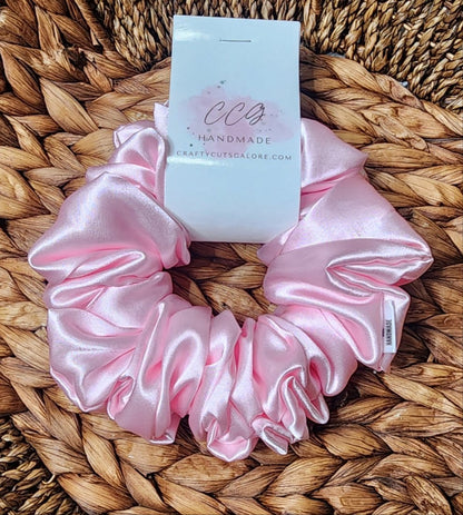 Baby Pink Satin Scrunchie