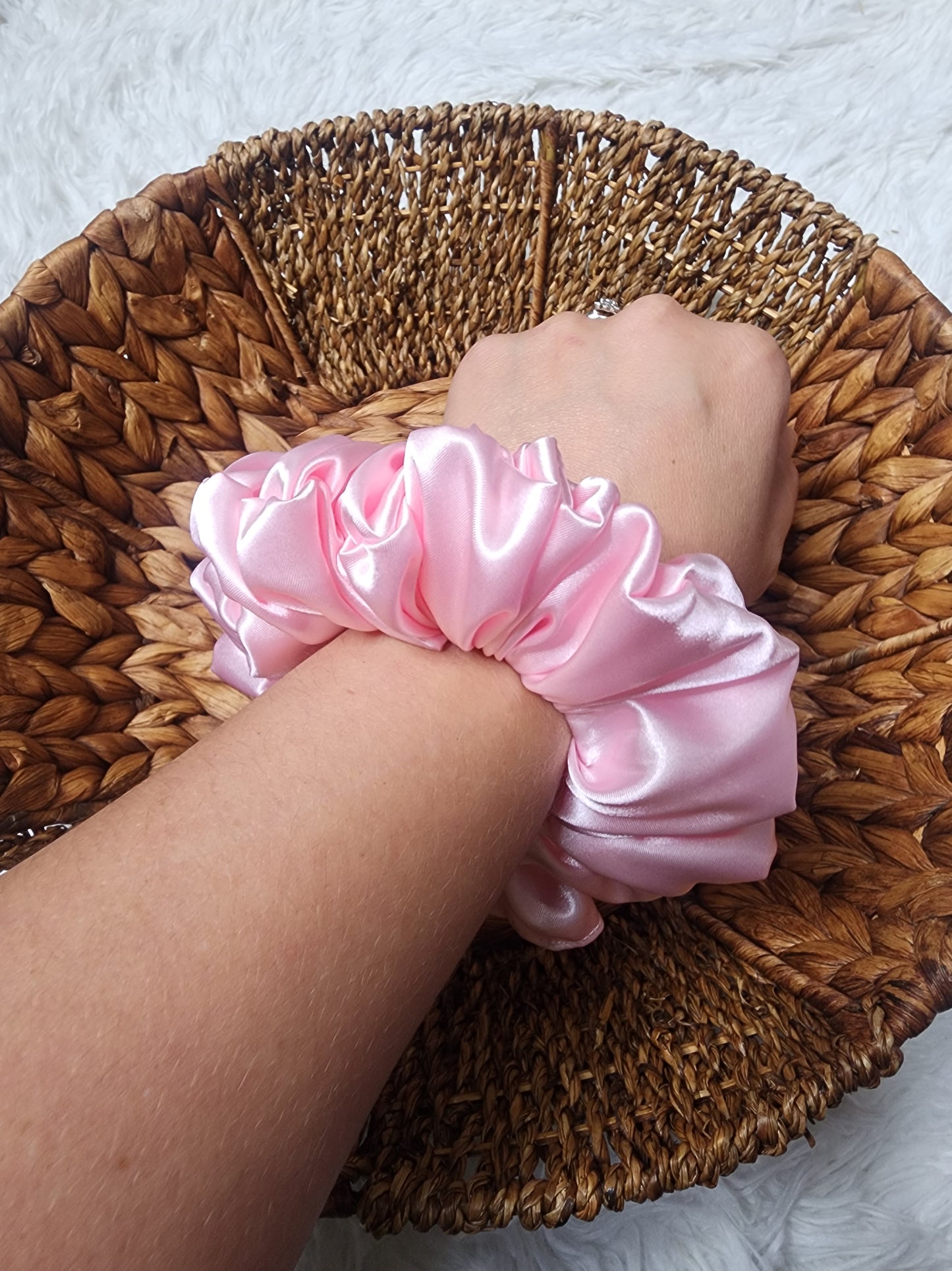 Baby Pink Satin Scrunchie